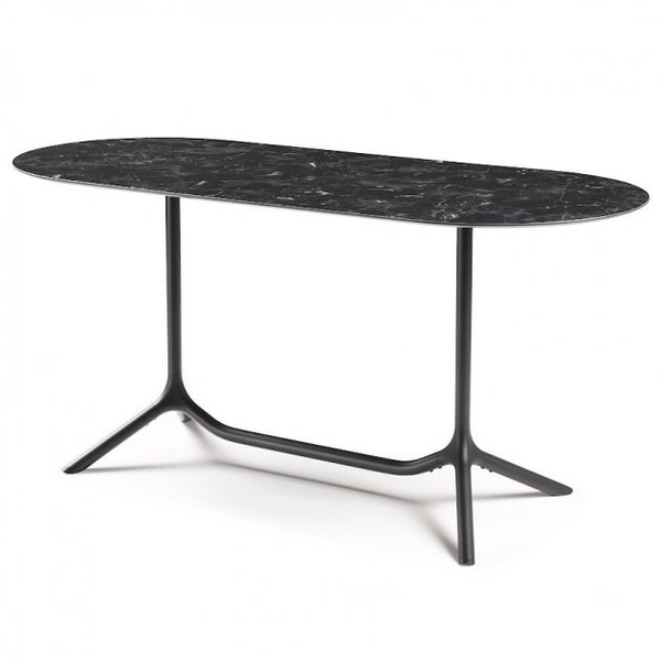 Обідній стіл SCAB Design 160x70 Tripé Double 5007 Ovale Black Marble 375220146 фото