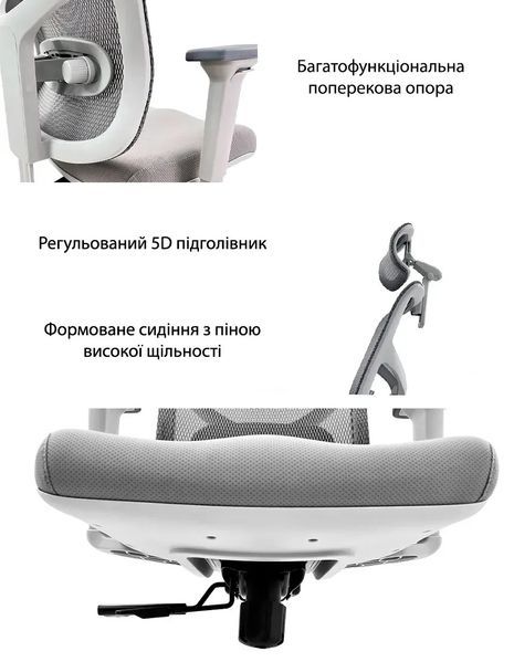 Ергономічне крісло HOOKAY EXPERT STAR 2 NEW GREY (STE2-MF01-NG), сірий колір 113873-2 фото