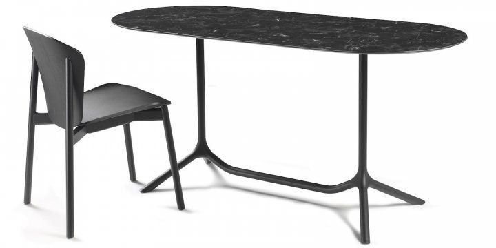 Обідній стіл SCAB Design 160x70 Trip&eacute; Double 5007 Ovale Black Marble 375220146 фото