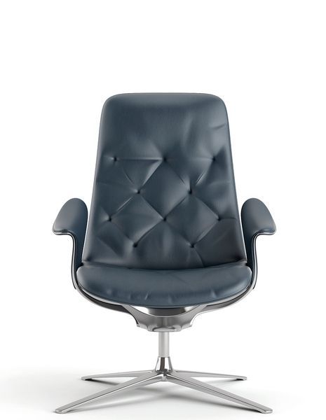 Лаунж-крісло KRESLALUX PRIME-ON-M DARK BLUE, шкіряне 03313 фото